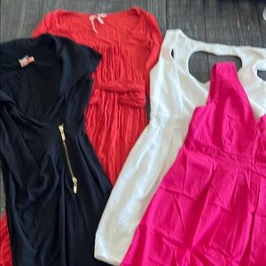 Stylish Dress Collection in Black, Red, White, and Pink. LOT OF 4 sz S